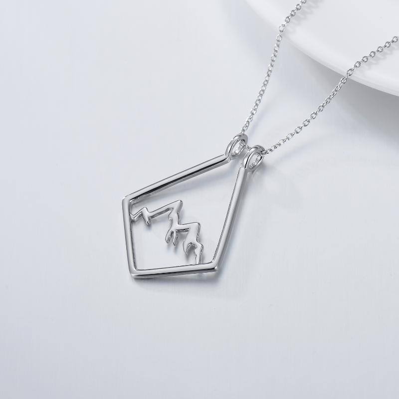 Sterling Silver Mountains Pendant Necklace-4