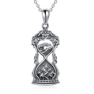 Sterling Silver Mountains & Spray Pendant Necklace-21