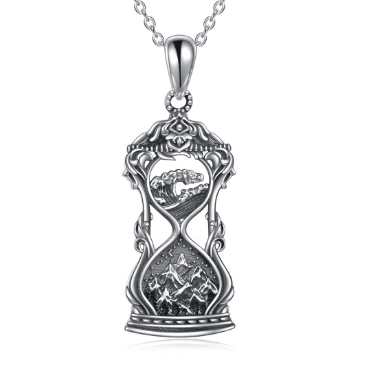 Collana con ciondolo a forma di montagna e spruzzo in argento sterling