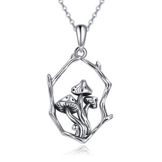 Sterling Silver Mushroom & Branch Pendant Necklace-33