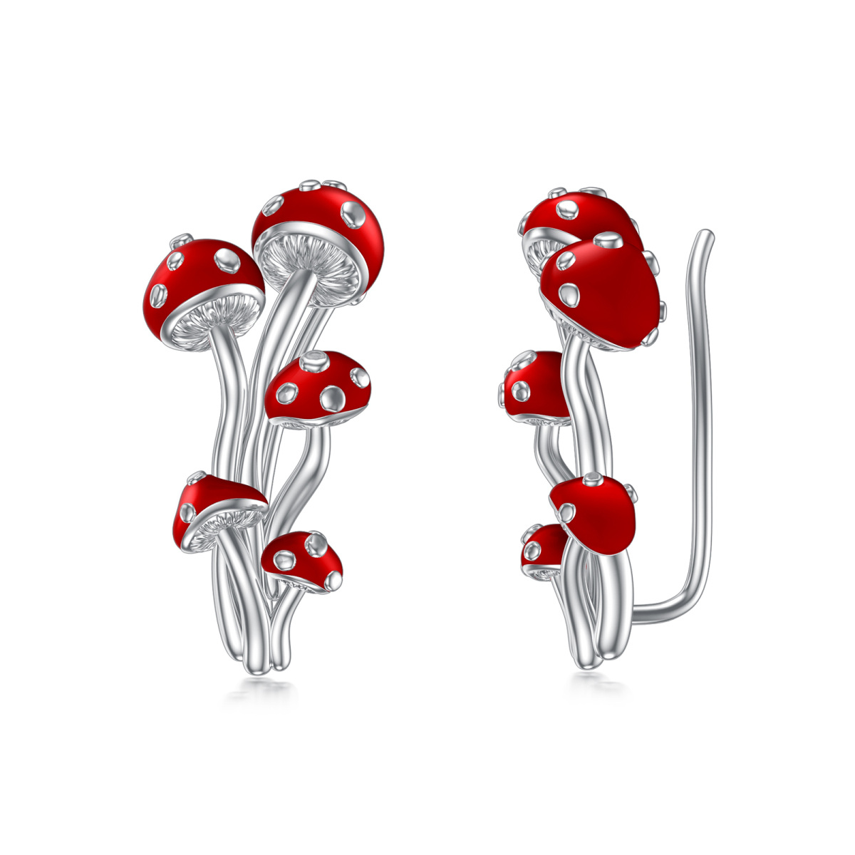 Sterling Silver Mushroom Climber Earrings-1