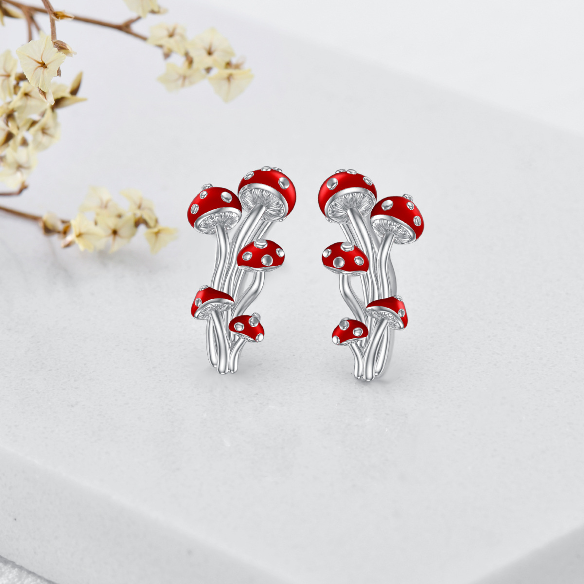 Sterling Silver Mushroom Climber Earrings-3