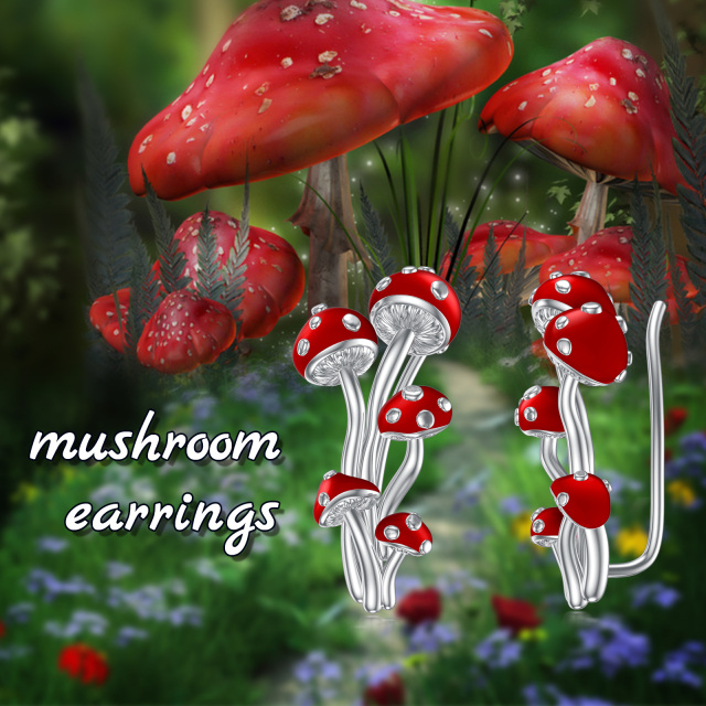 Sterling Silver Mushroom Climber Earrings-6