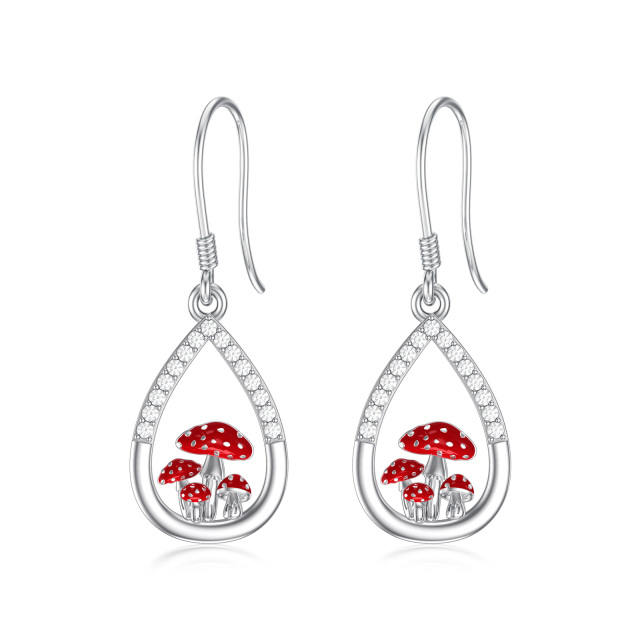 Pendants d'oreilles en argent sterling avec zircon cubique en forme de champignon et de go-1