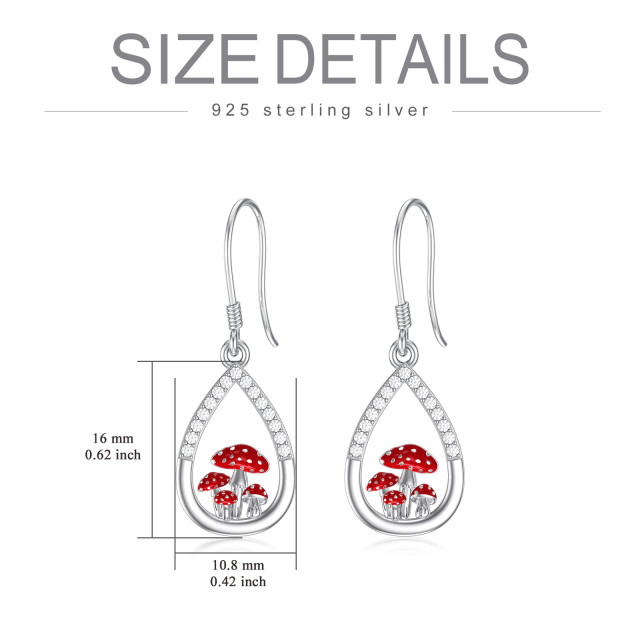 Sterling zilveren Cubic Zirkonia paddestoel en druppel vorm oorbellen-6