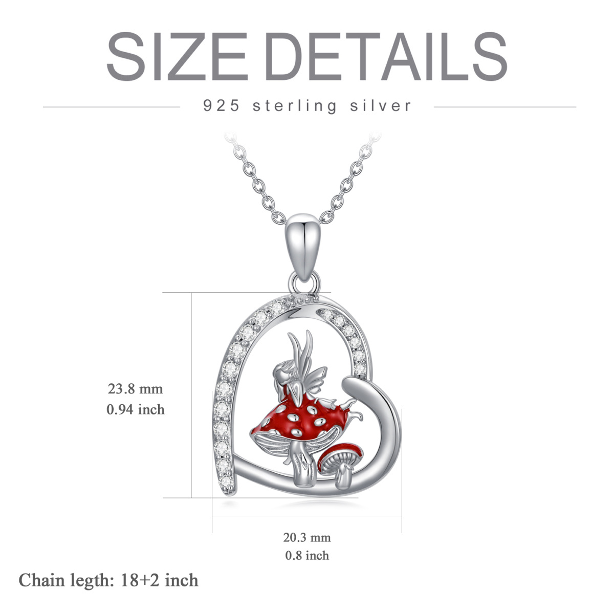 Collier en argent sterling avec pendentif champignon et fée en zircon cubique-6