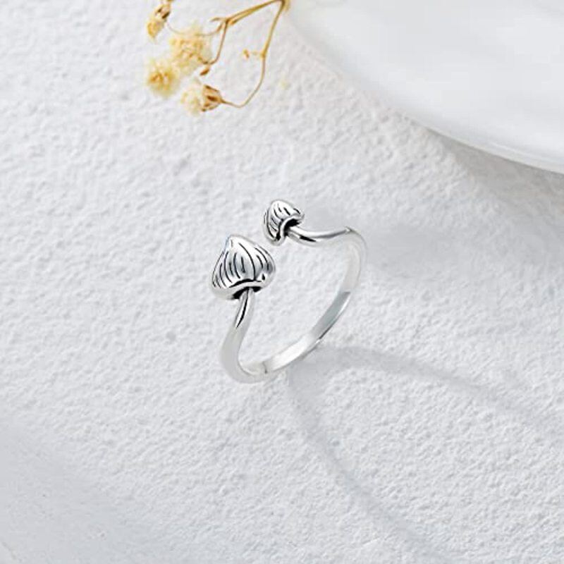 Sterling Silver Mushroom Open Ring-4