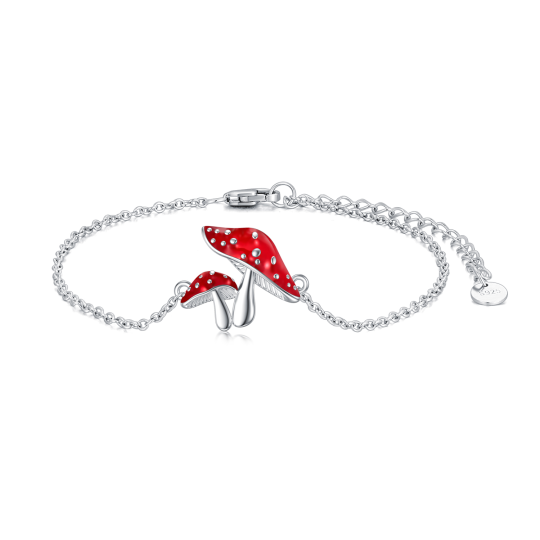 Bracelet en argent sterling avec pendentif champignon