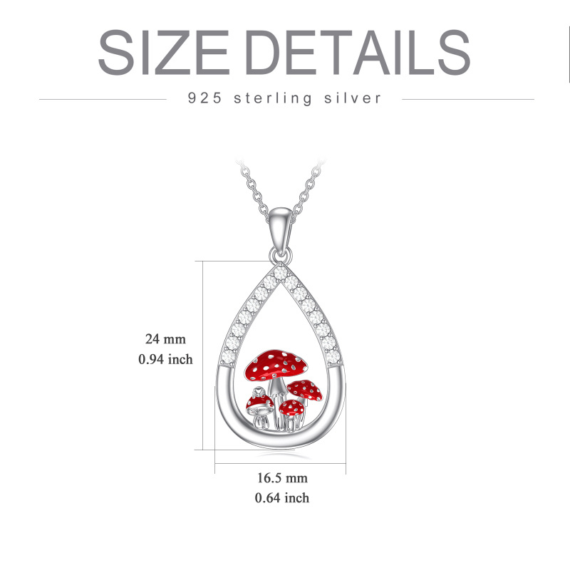 Sterling Silver Cubic Zirconia Mushroom Pendant Necklace-5