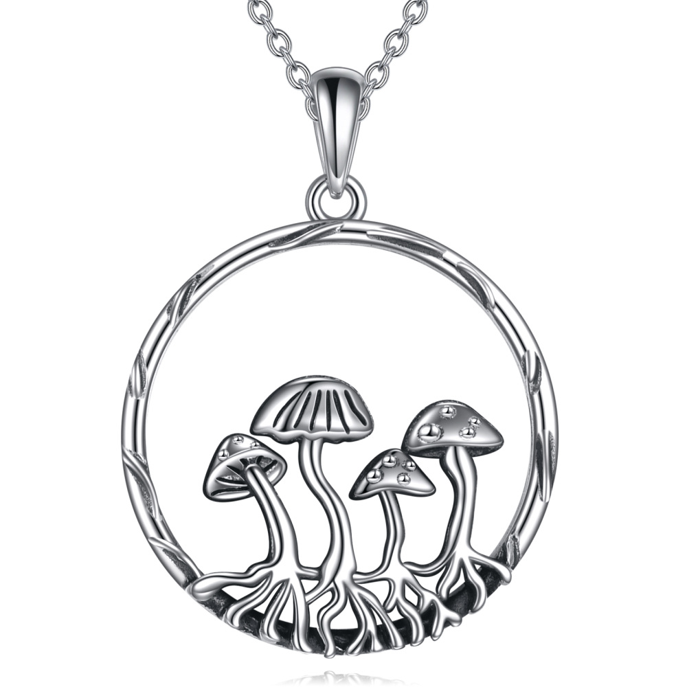 Collana con ciondolo a forma di fungo in argento sterling-1
