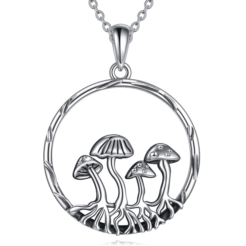 Sterling Silver Mushroom Pendant Necklace-18