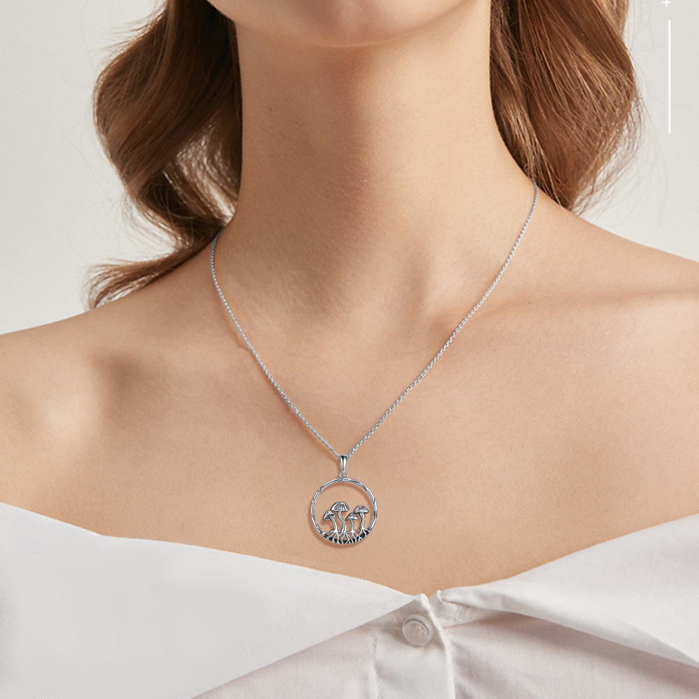 Collana con ciondolo a forma di fungo in argento sterling-2