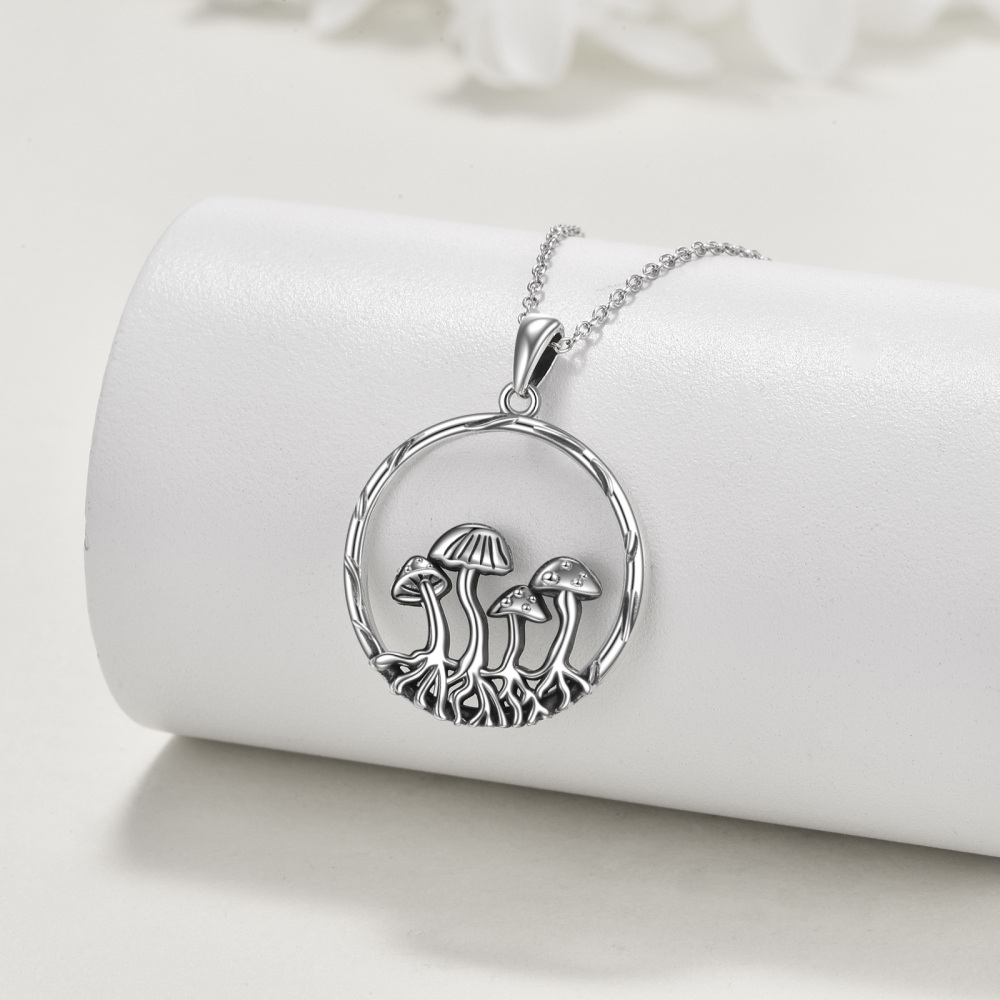 Collana con ciondolo a forma di fungo in argento sterling-3