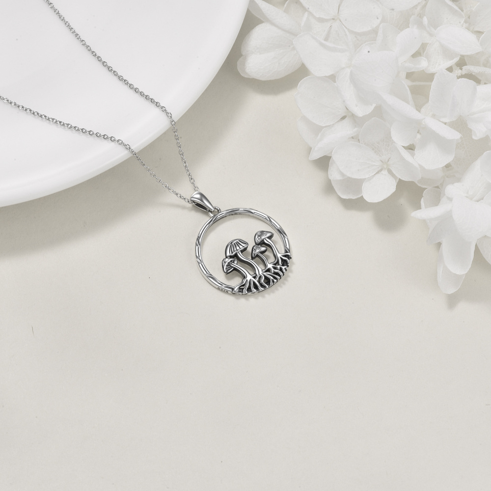 Collana con ciondolo a forma di fungo in argento sterling-4