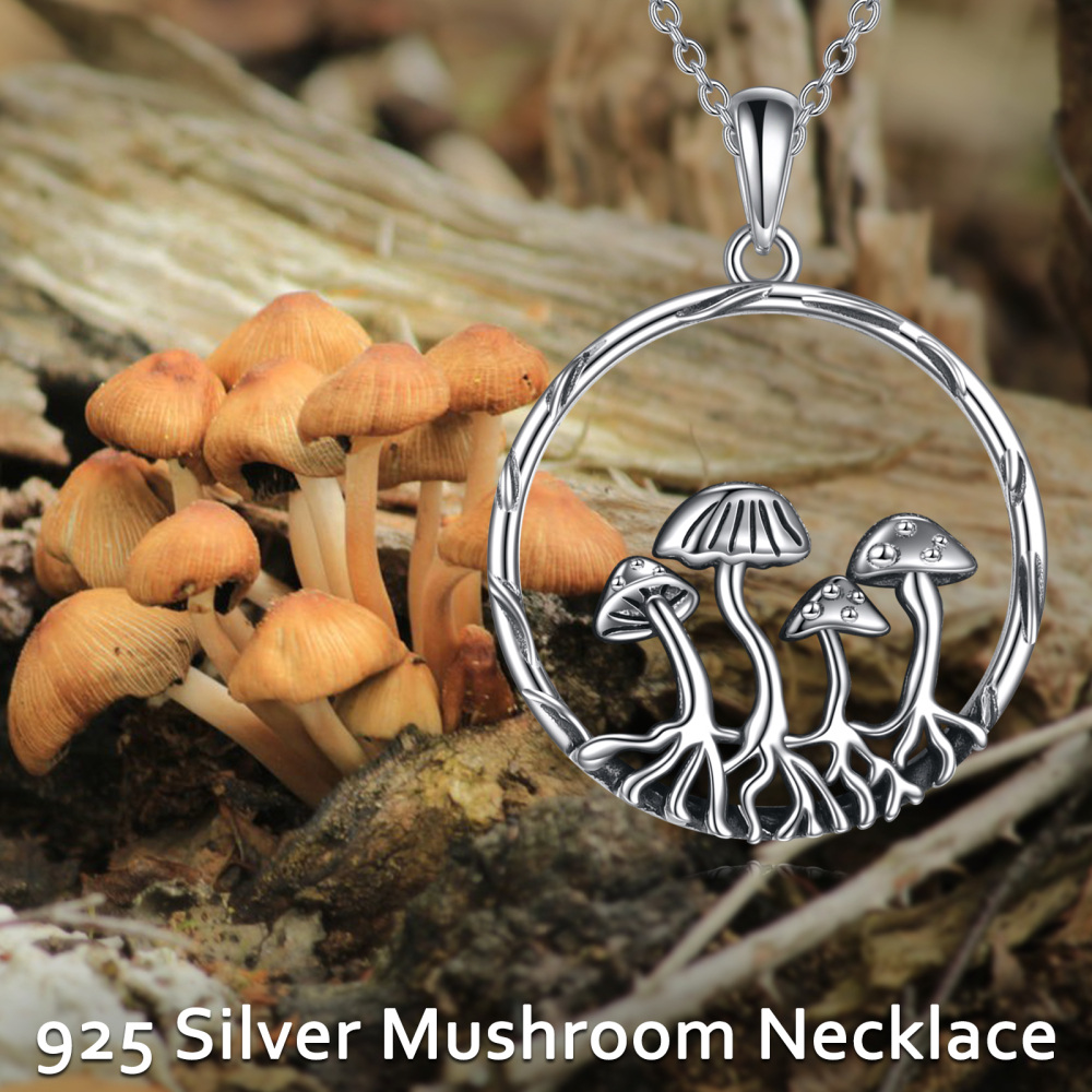 Collana con ciondolo a forma di fungo in argento sterling-5
