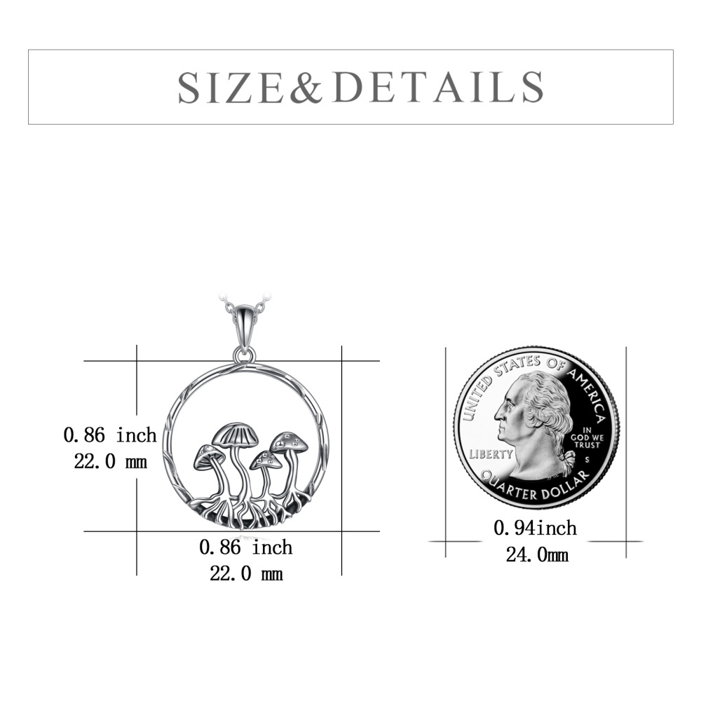 Collana con ciondolo a forma di fungo in argento sterling-6