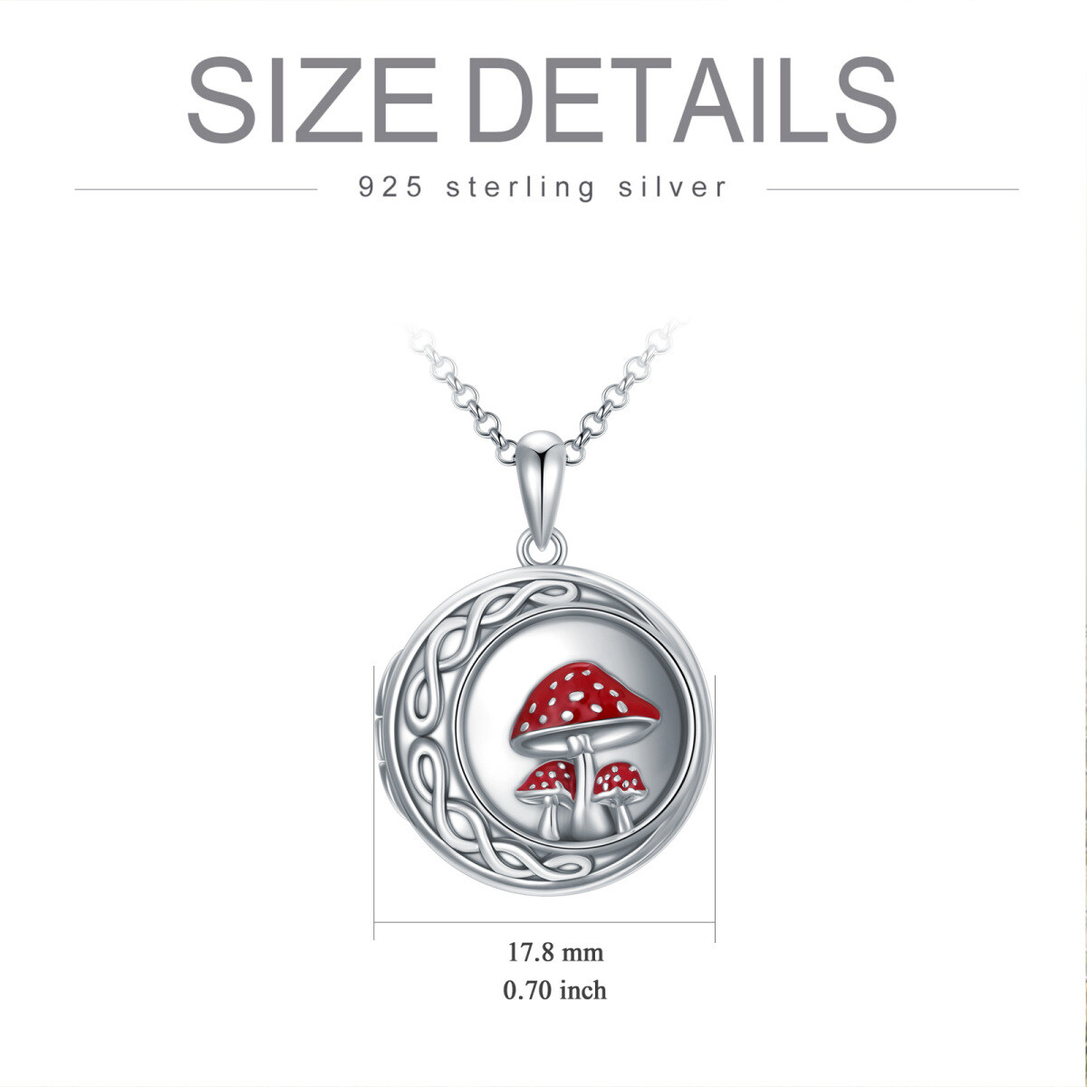 Collier en argent sterling avec porte-photo personnalisé en forme de champignon-4