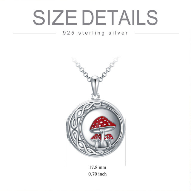 Sterling Silver Mushroom Personalized Photo Locket Necklace-4