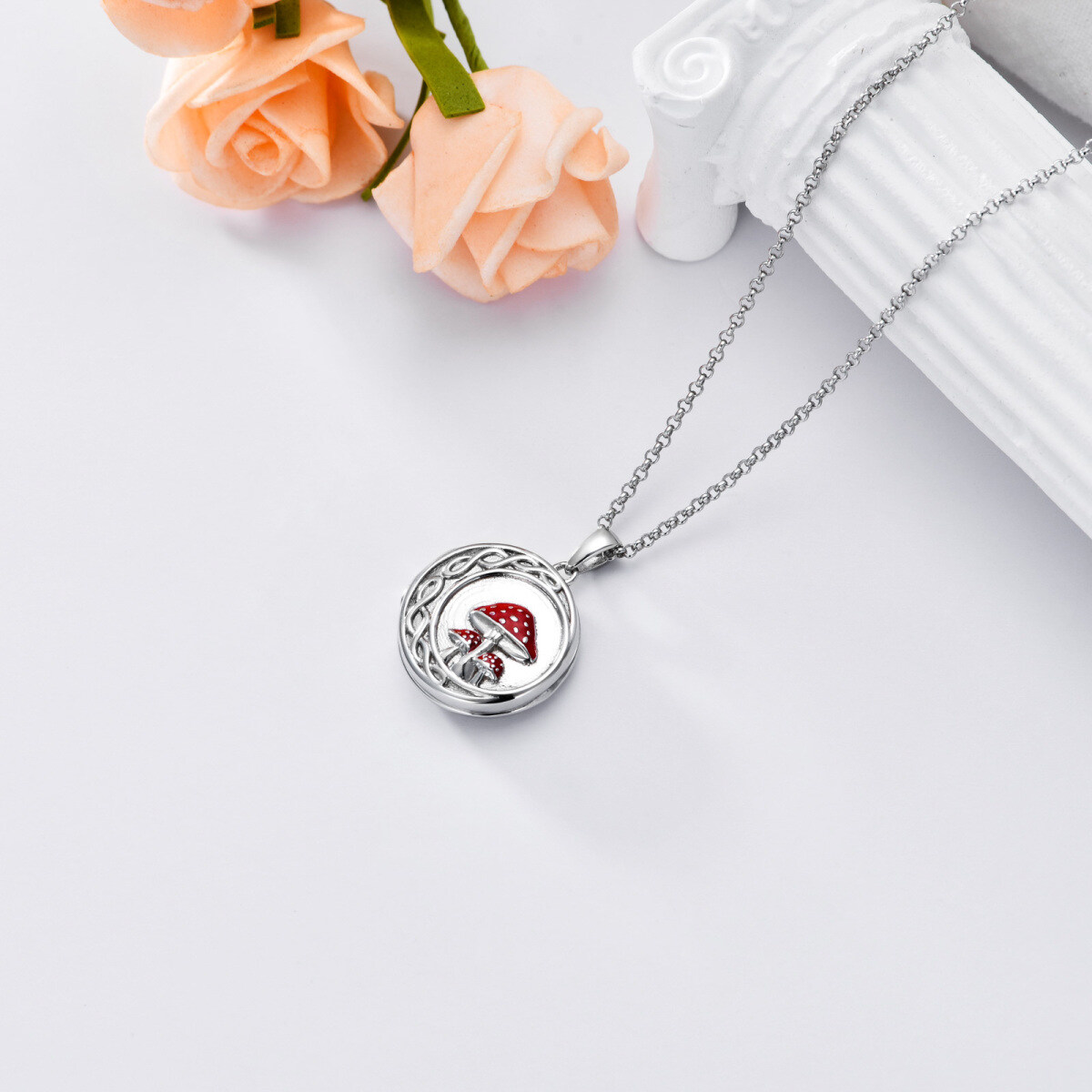 Collana con medaglione in argento 925 con foto personalizzate-6