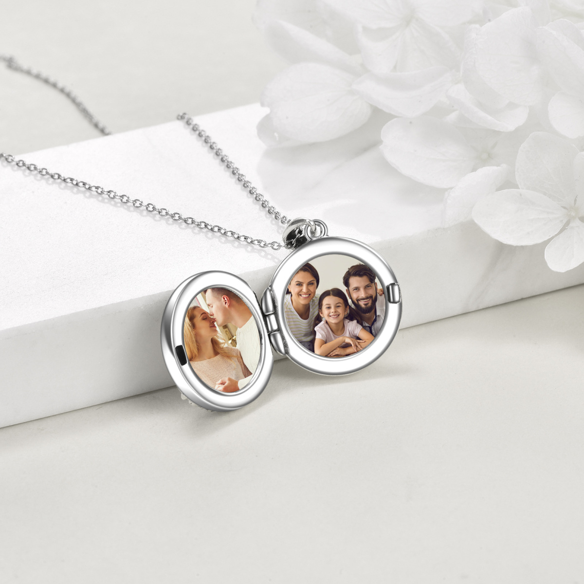 Sterling zilveren paddestoel gepersonaliseerde fotozakje ketting-4