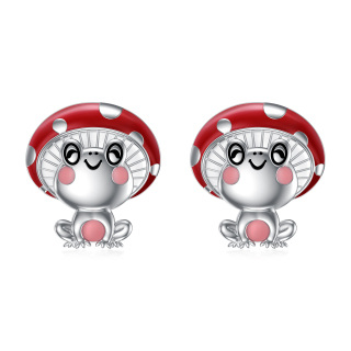 Sterling Silver Mushroom Stud Earrings-3