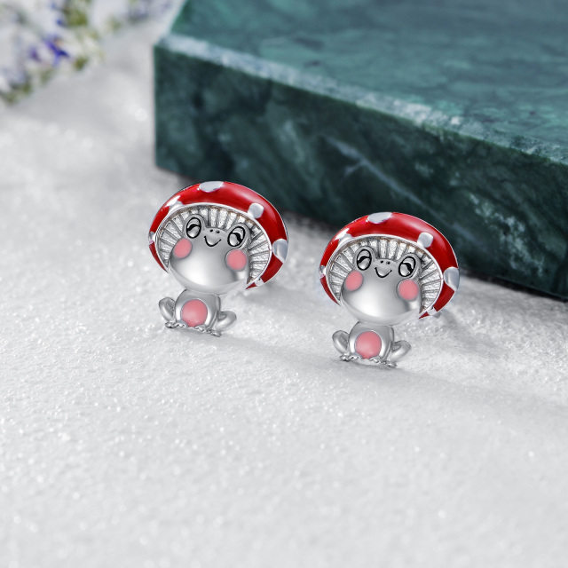 Sterling Silver Mushroom Stud Earrings-3