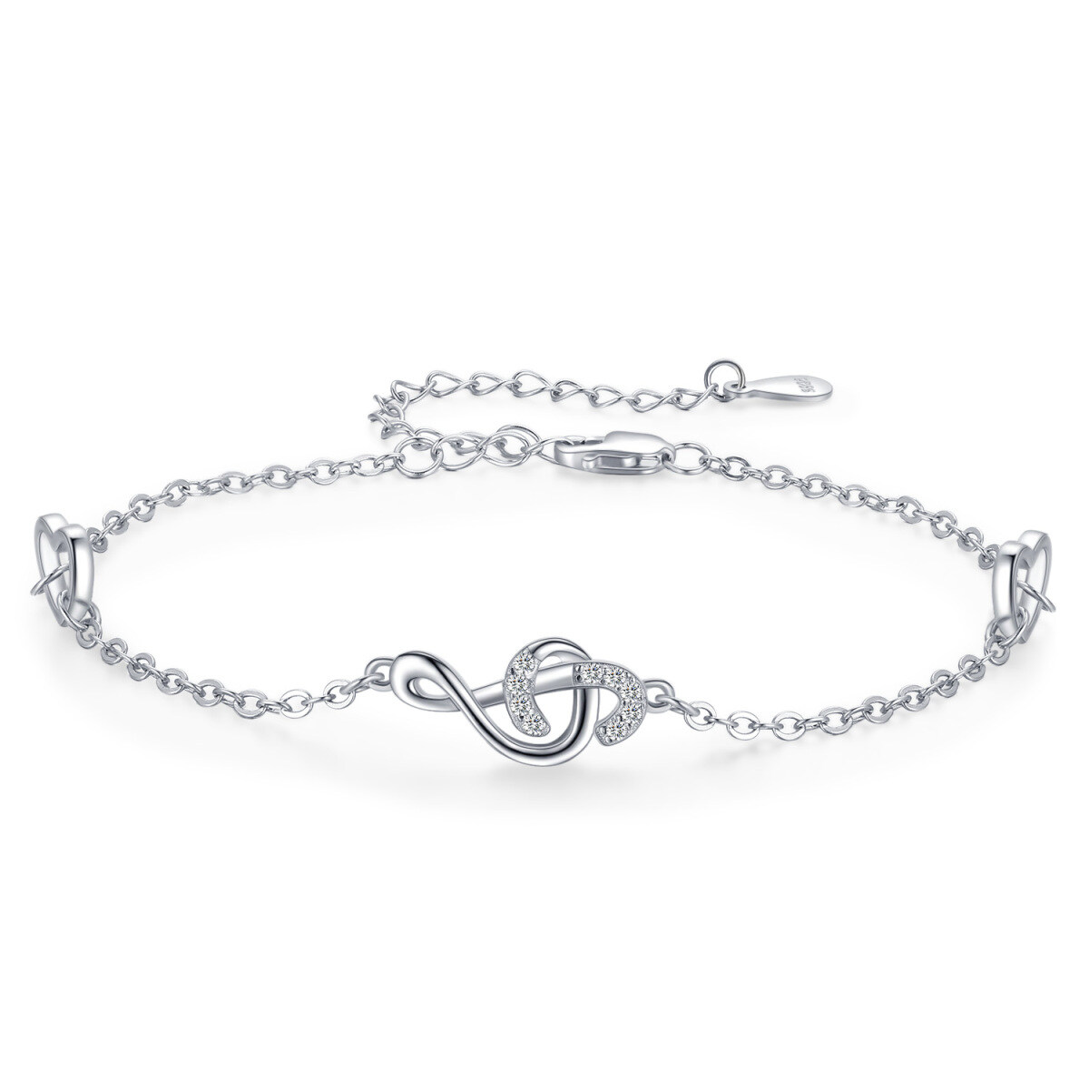 Armband mit Musiksymbol-Anhänger aus Sterlingsilber mit Zirkonia-1