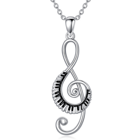 Sterling Silver Music Symbol & Piano Pendant Necklace