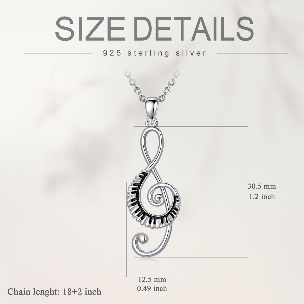 Sterling zilveren muzieksymbool & piano hanger ketting-6