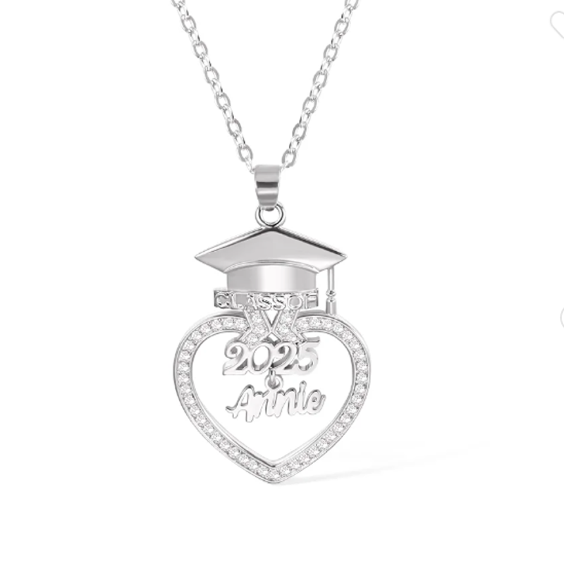 Sterling Silver Cubic Zirconia Nameplated & Parents & Children Necklace Graduation Necklace-1