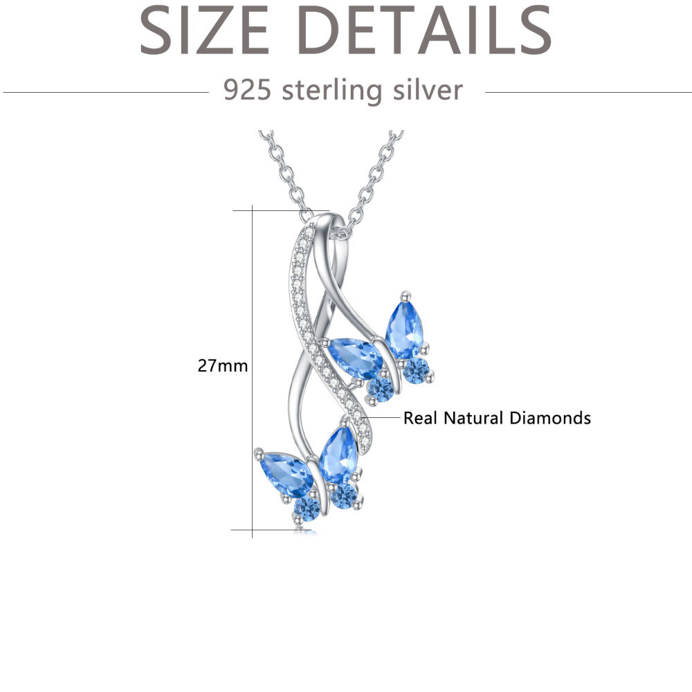 Collier pendentif papillon en argent sterling et diamants naturels-5