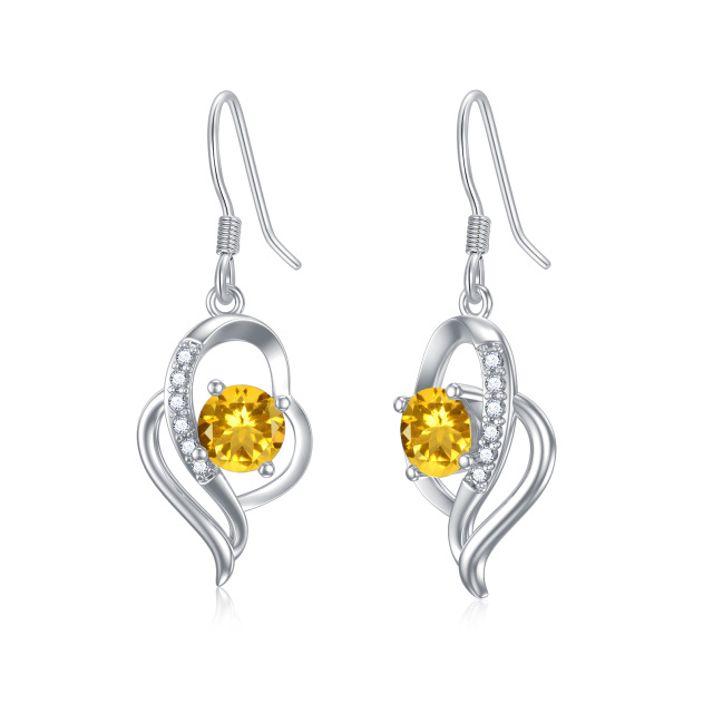 Boucles d'oreilles pendantes en argent sterling avec pierre de naissance de novembre et cristal en forme de cœur pour filles et femmes-1