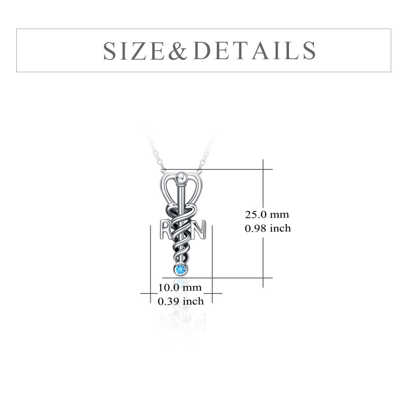 Sterling Silver Cubic Zirconia Snake Heart Stethoscope Necklace for Women Men-5