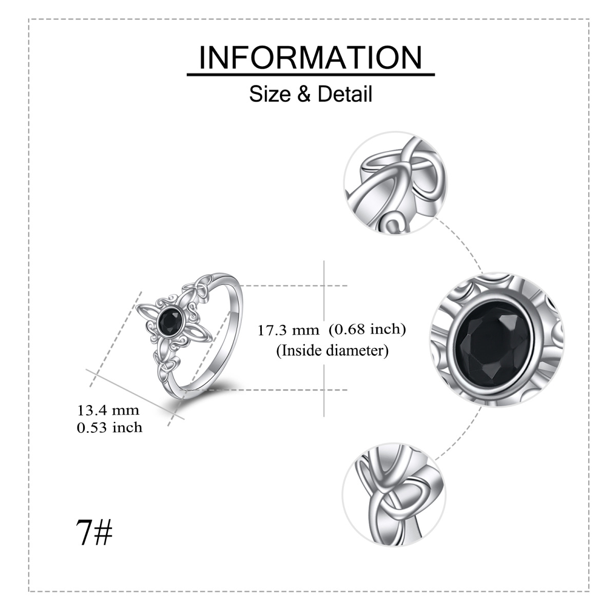 Bague en argent sterling avec nœud celtique en obsidienne-6