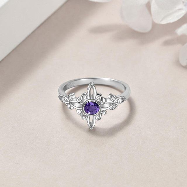 Sterling Silver Amethyst Celtic Knot Ring-4