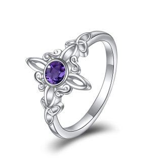 Sterling Silver Amethyst Celtic Knot Ring-9