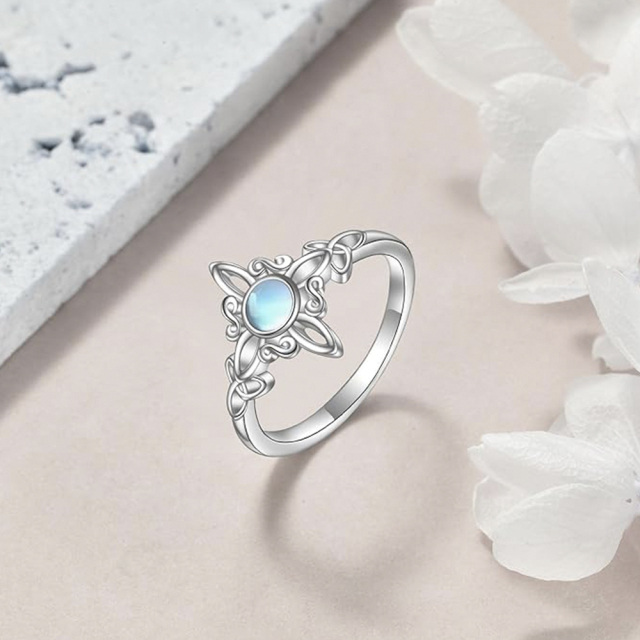 Bague en argent sterling avec nœud celtique en pierre de lune-4