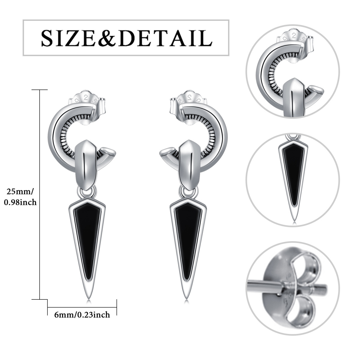 Quadratische Obsidian-Ohrstecker aus Sterlingsilber-6