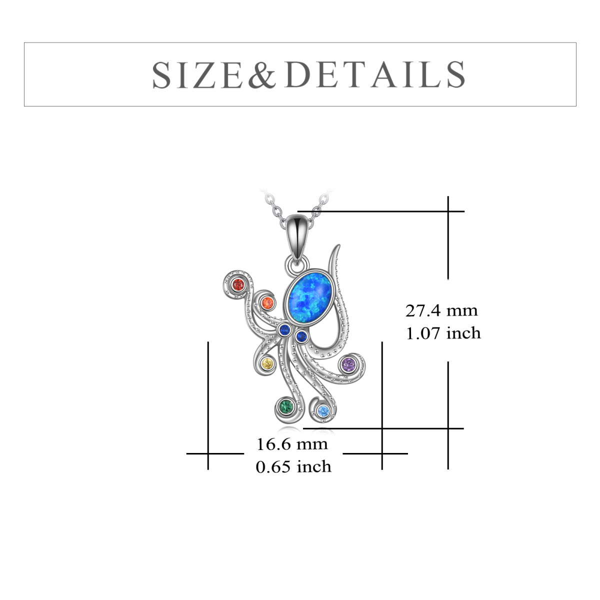 Collier en argent sterling avec pendentif pieuvre et chakras en zircon cubique-5