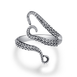 Sterling Silver Octopus Open Ring-2