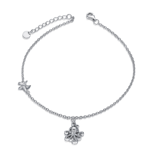 Sterling Silver Octopus & Starfish Single Layer Anklet-1