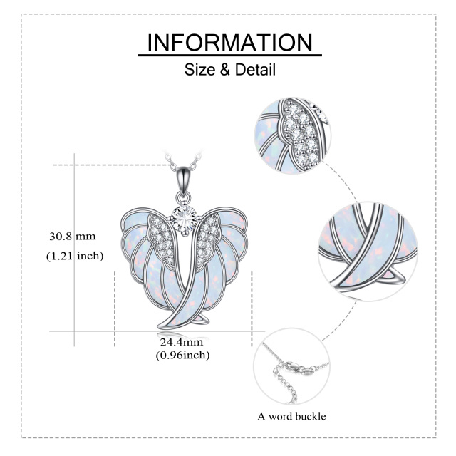 Srebrny naszyjnik z opalem i skrzydłami anioła-6
