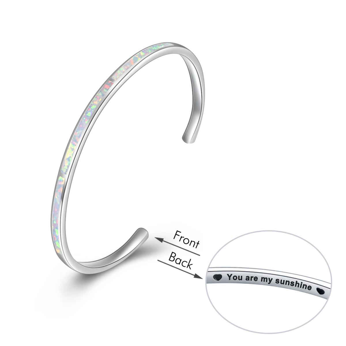 Bracciale con incisione Opale in argento sterling-1