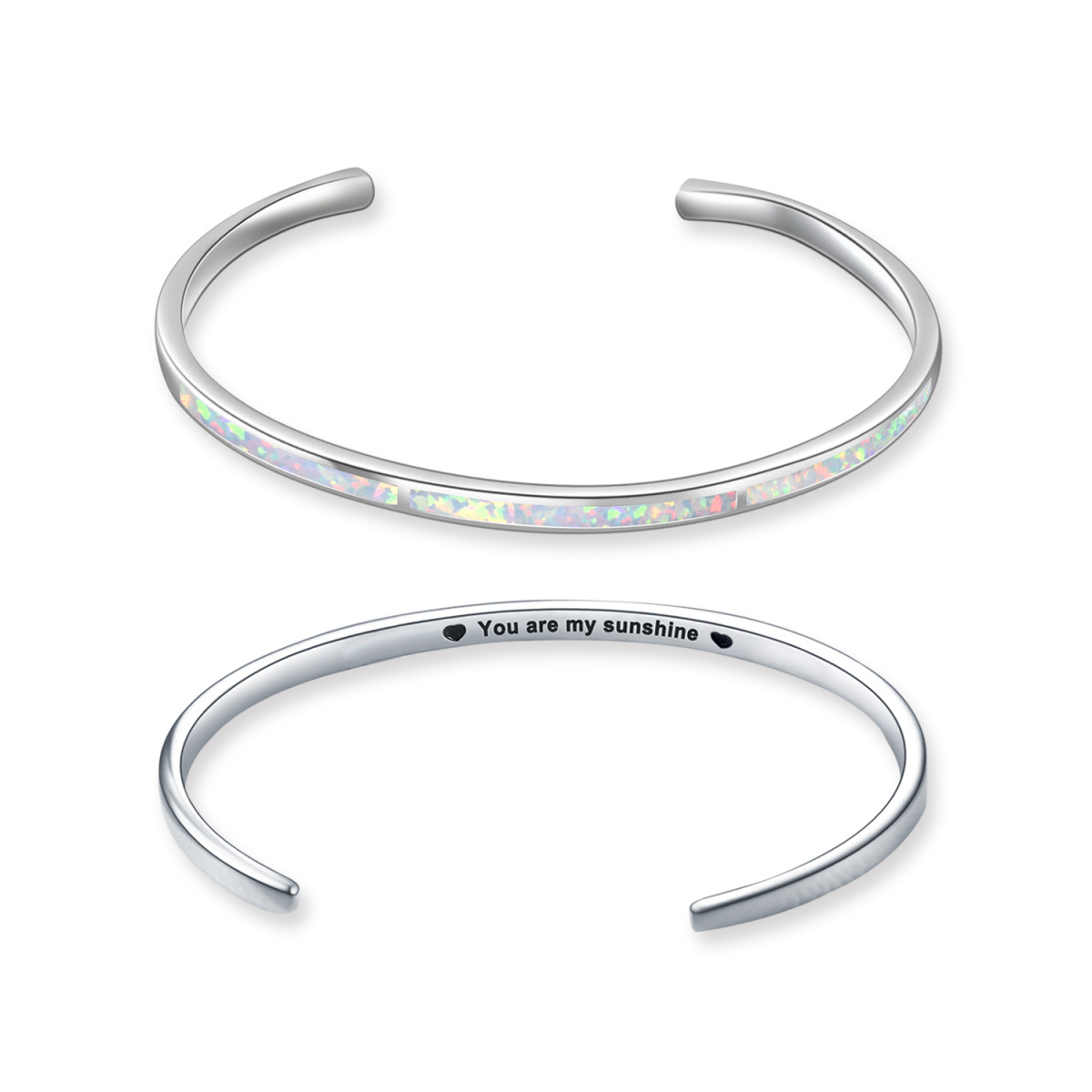 Bracciale con incisione Opale in argento sterling-3