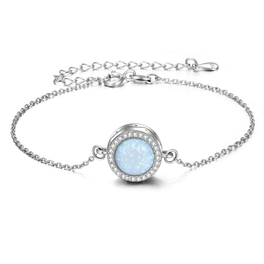 Bracelet d'urne pour cendres en argent sterling avec perles d'opale-1