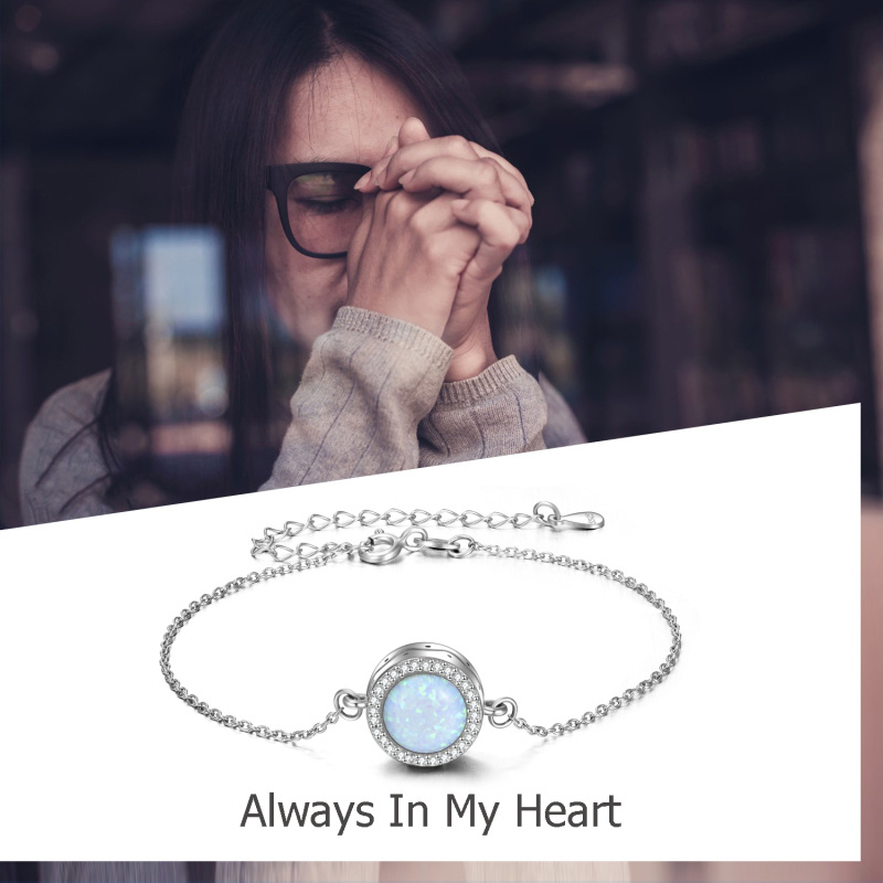 Pulsera de urna de cuentas de ópalo de plata esterlina para cenizas-3