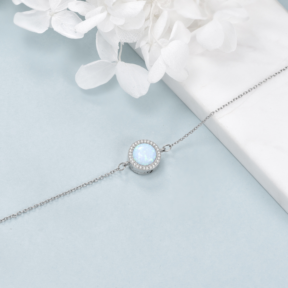 Sterling Silver Opal Bead Urn Bracelet for Ashes-4
