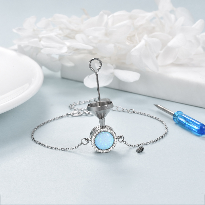 Pulsera de urna de cuentas de ópalo de plata esterlina para cenizas-5