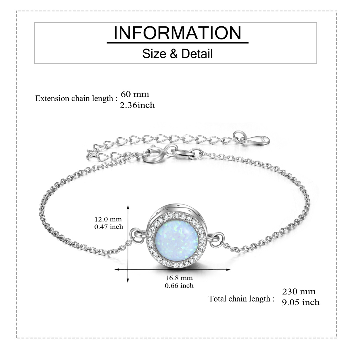 Sterling Silber Opal Perle Urne Armband für Asche-6