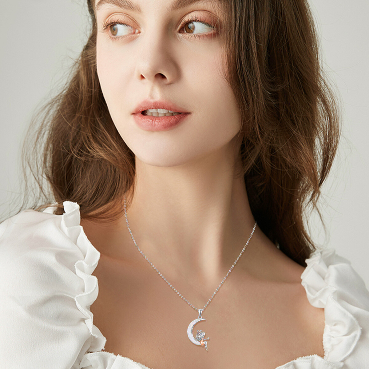 Collier en argent sterling avec pendentif papillon et fée en opale-2